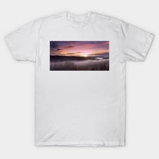 Sunrise in a mist forest T-Shirt